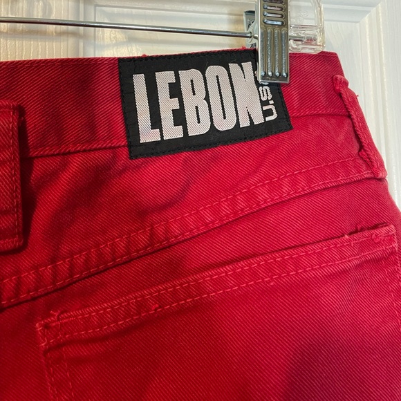 VTG Lebon red denim shorts 80s / 90s hip hop sz XL - Picture 4 of 8